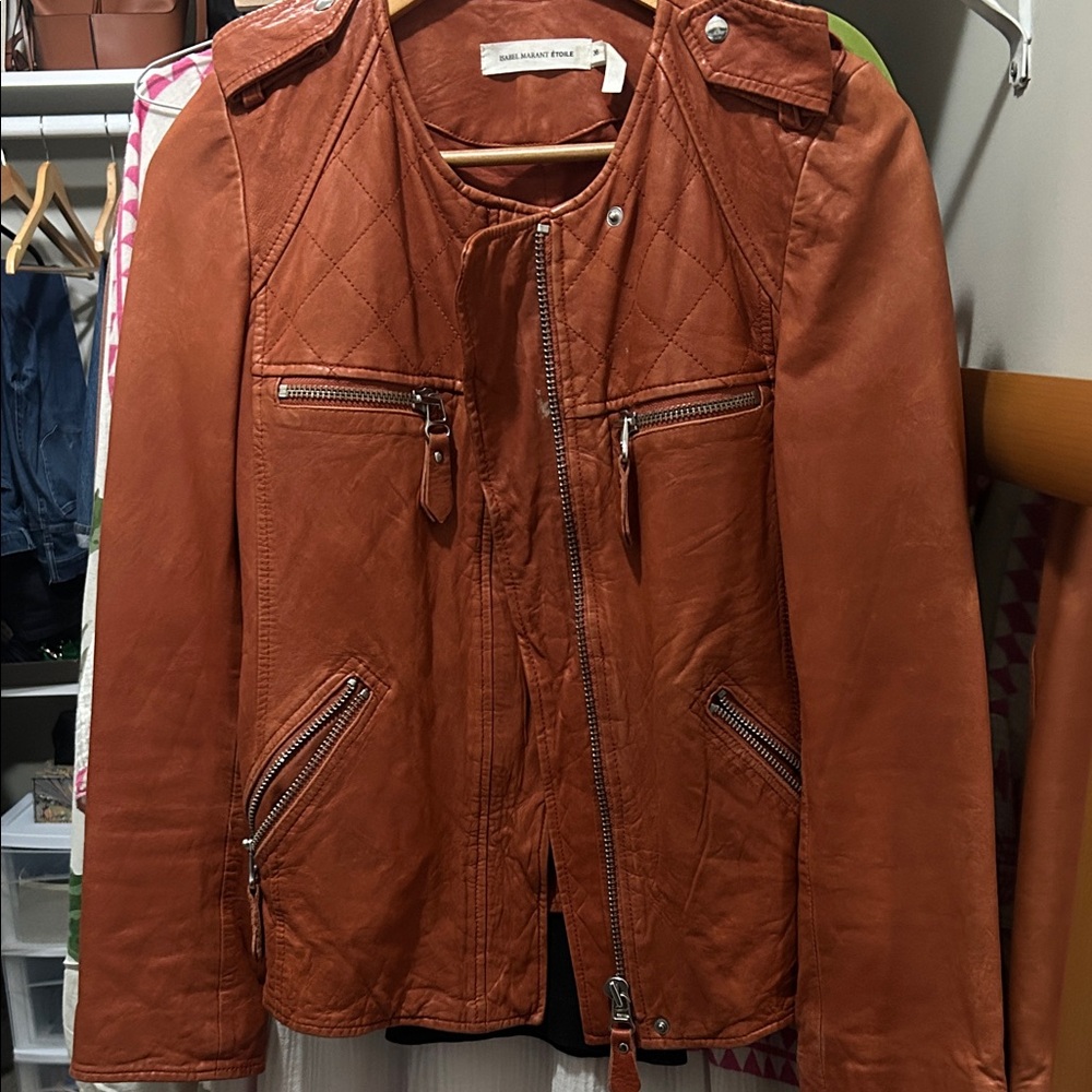 Isabel Marant Burnt Terracotta Kady Leather Jacket